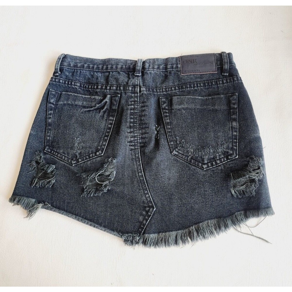 One Teaspoon Junkyard Mini Skirt Frayed Hem with Destroy - Size 25 Black - Picture 2 of 9